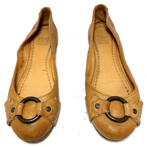 Frye Carson Harness Brown Leather Slip On Ballet Flats Size 6B